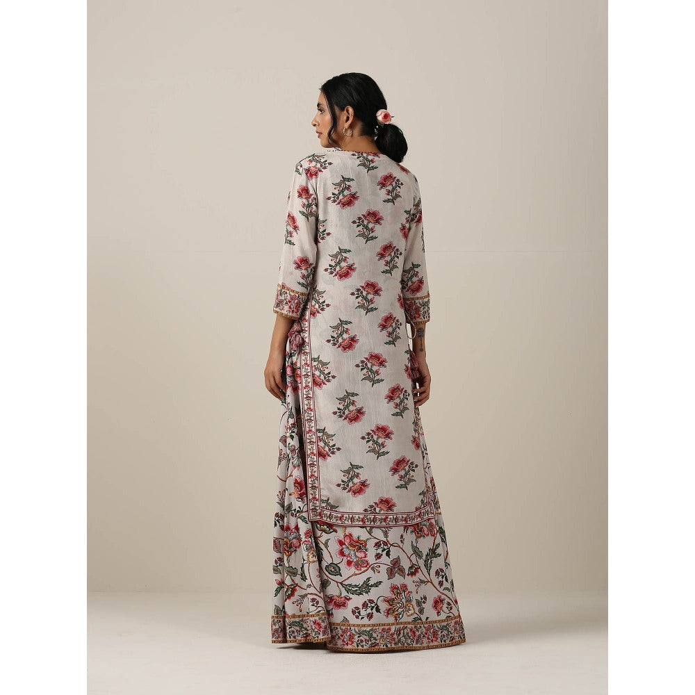 Samvrih Off White Kurta with Inner Long Dress and Dupatta (Set of 3)