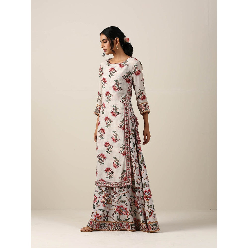 Samvrih Off White Kurta with Inner Long Dress and Dupatta (Set of 3)