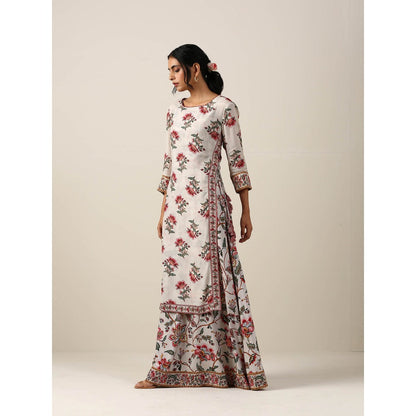 Samvrih Off White Kurta with Inner Long Dress and Dupatta (Set of 3)