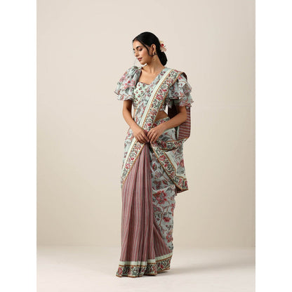 Samvrih Green Saree with Stitched Blouse