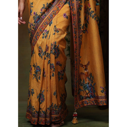 Samvrih Yellow Swarn Hiran Saree with Stitched Blouse