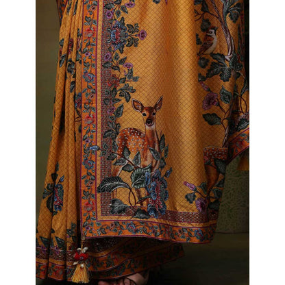 Samvrih Yellow Swarn Hiran Saree with Stitched Blouse