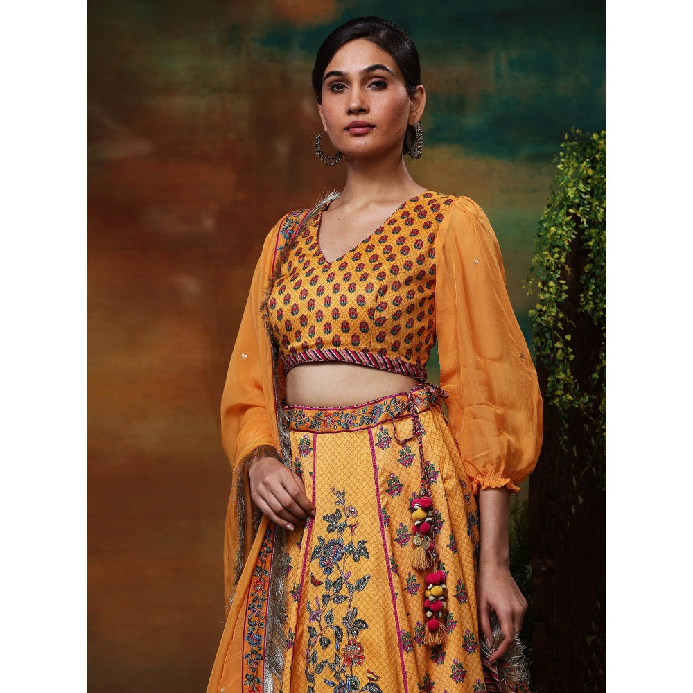 Samvrih Yellow Swarn Hiran Lehenga with Blouse and Dupatta (Set of 3)