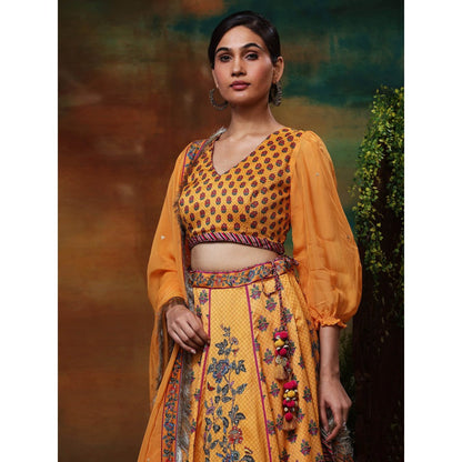 Samvrih Yellow Swarn Hiran Lehenga with Blouse and Dupatta (Set of 3)
