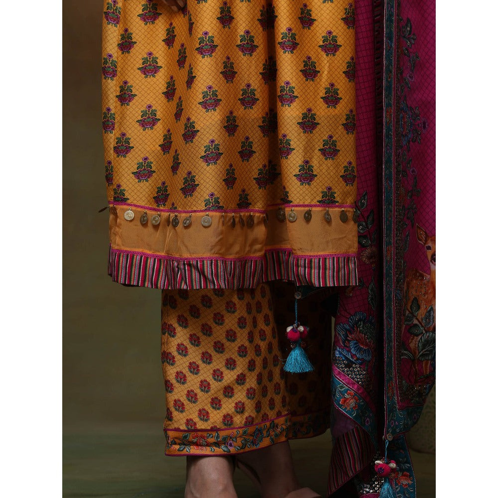 Samvrih Yellow Swarn Boota Kurta with Pant and Dupatta (Set of 3)