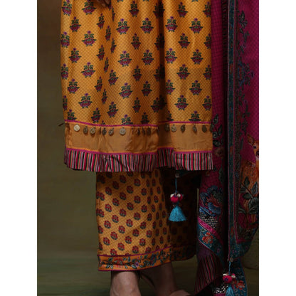 Samvrih Yellow Swarn Boota Kurta with Pant and Dupatta (Set of 3)