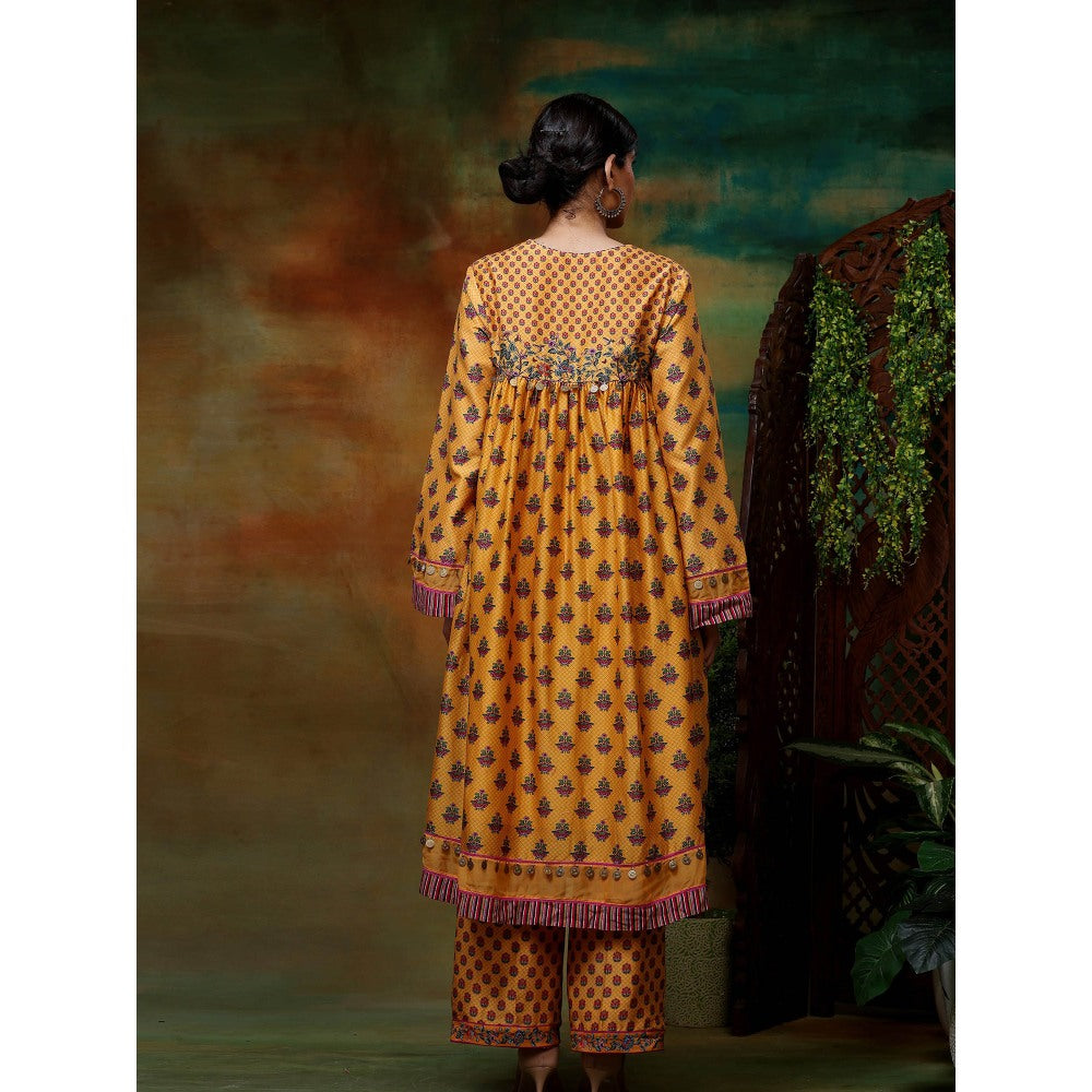 Samvrih Yellow Swarn Boota Kurta with Pant and Dupatta (Set of 3)