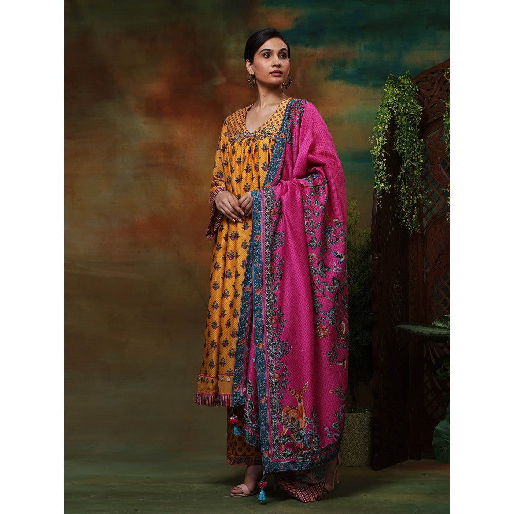 Samvrih Yellow Swarn Boota Kurta with Pant and Dupatta (Set of 3)