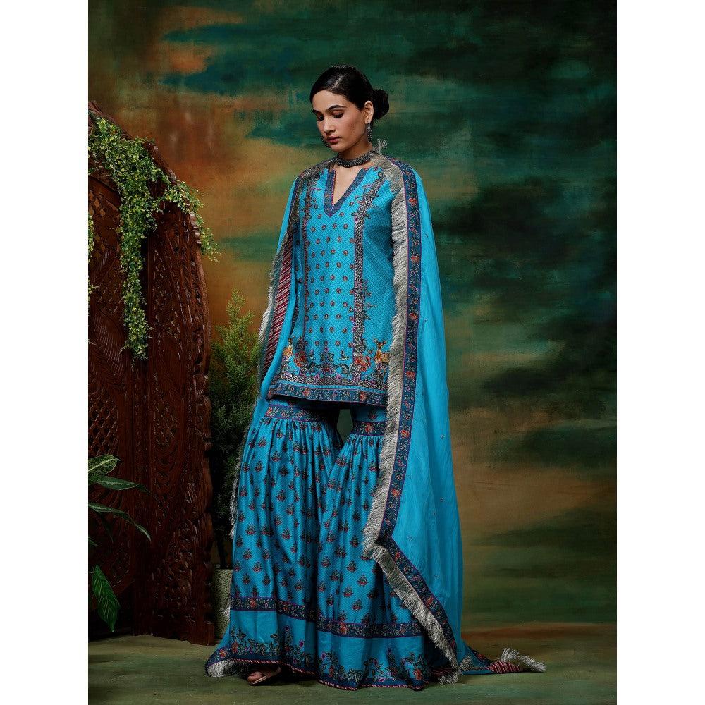 Samvrih Blue Neel Sitara Sharara with Kurta and Dupatta (Set of 3)