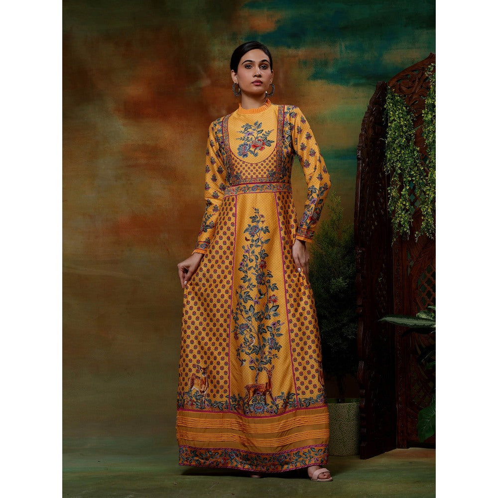 Samvrih Yellow Swarn Hiran Ghera Dress