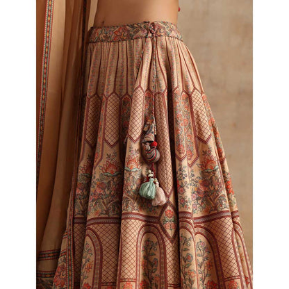 Samvrih Beige Badami Print Lehenga with Blouse and Dupatta (Set of 3)