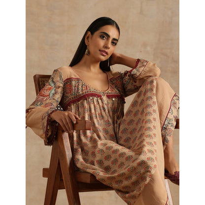 Samvrih Beige Badami Printed Dress