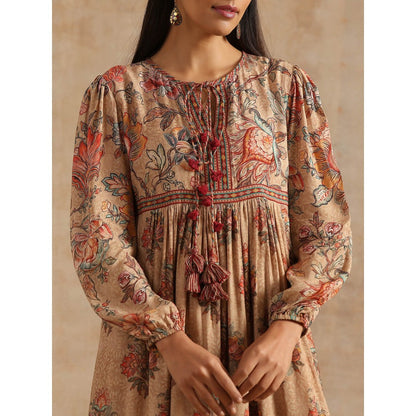 Samvrih Beige Badami Print Dress