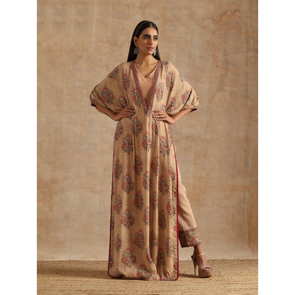 Samvrih Beige Badami Big Boota Kaftan with Pant (Set of 2)