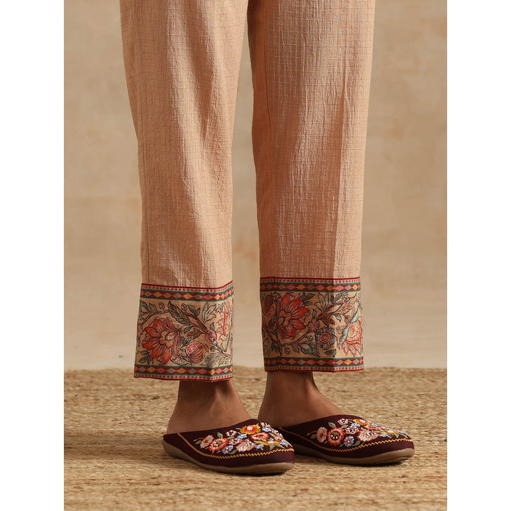 Samvrih Beige Badami Big Boota Kaftan with Pant (Set of 2)