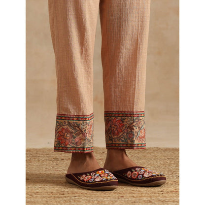 Samvrih Beige Badami Big Boota Kaftan with Pant (Set of 2)