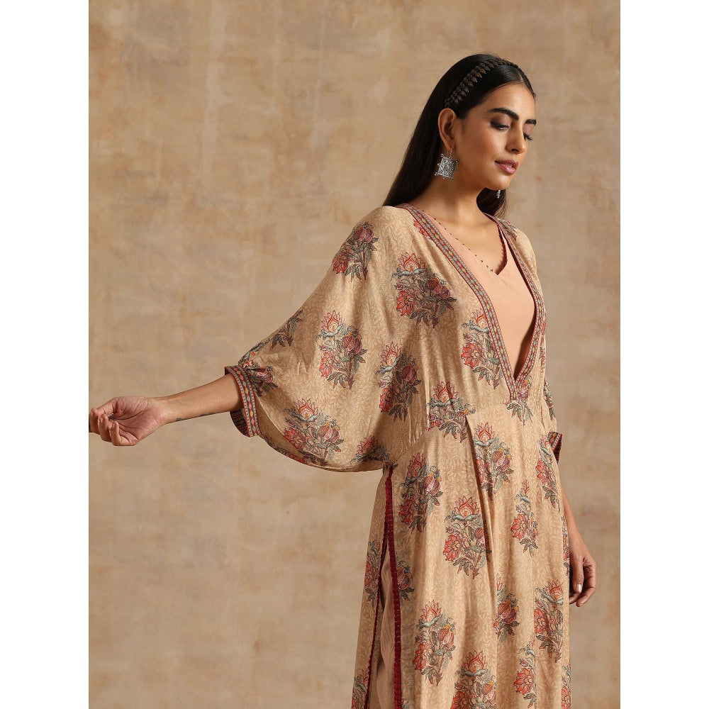 Samvrih Beige Badami Big Boota Kaftan with Pant (Set of 2)