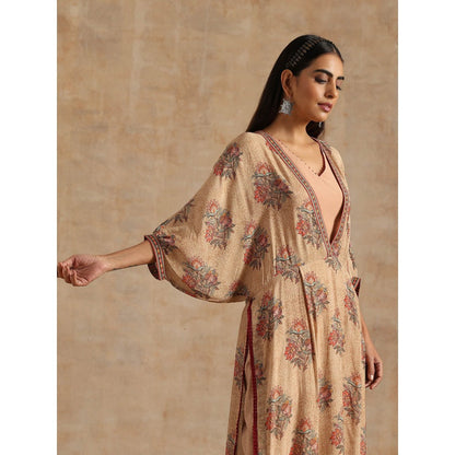 Samvrih Beige Badami Big Boota Kaftan with Pant (Set of 2)
