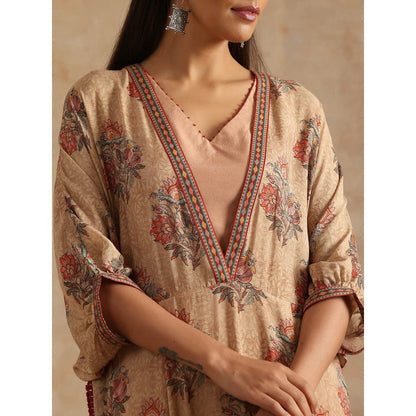 Samvrih Beige Badami Big Boota Kaftan with Pant (Set of 2)