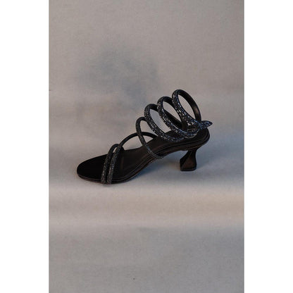 Sana K Luxurious Footwear Black Panther Embellished Heels Sandals