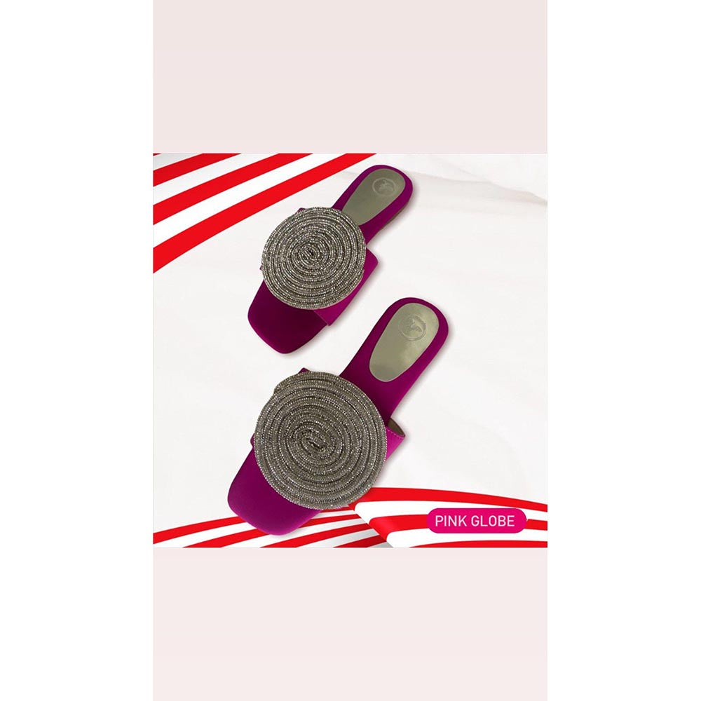 Sana K Luxurious Footwear Silver String Pink Base Flats