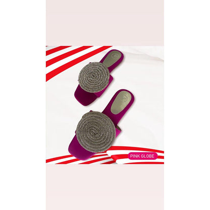 Sana K Luxurious Footwear Silver String Pink Base Flats