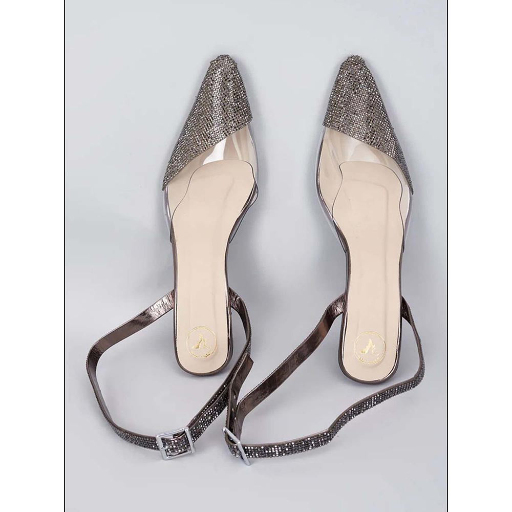 Sana K Luxurious Footwear Silver Sleek Cheek Pointed Toe Heel Sandals