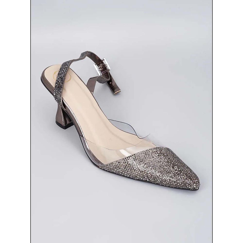 Sana K Luxurious Footwear Silver Sleek Cheek Pointed Toe Heel Sandals