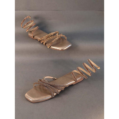 Sana K Luxurious Footwear Gold Spring Flat Sandals