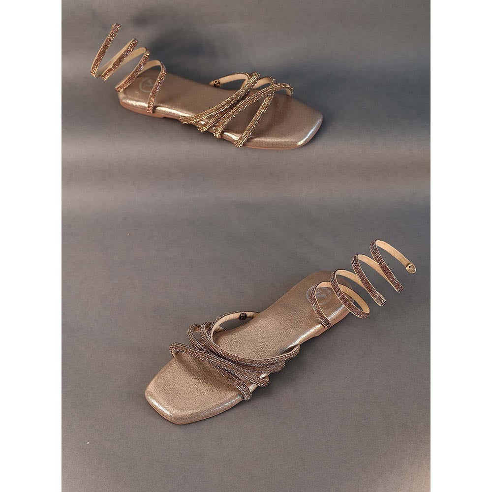 Sana K Luxurious Footwear Gold Spring Flat Sandals