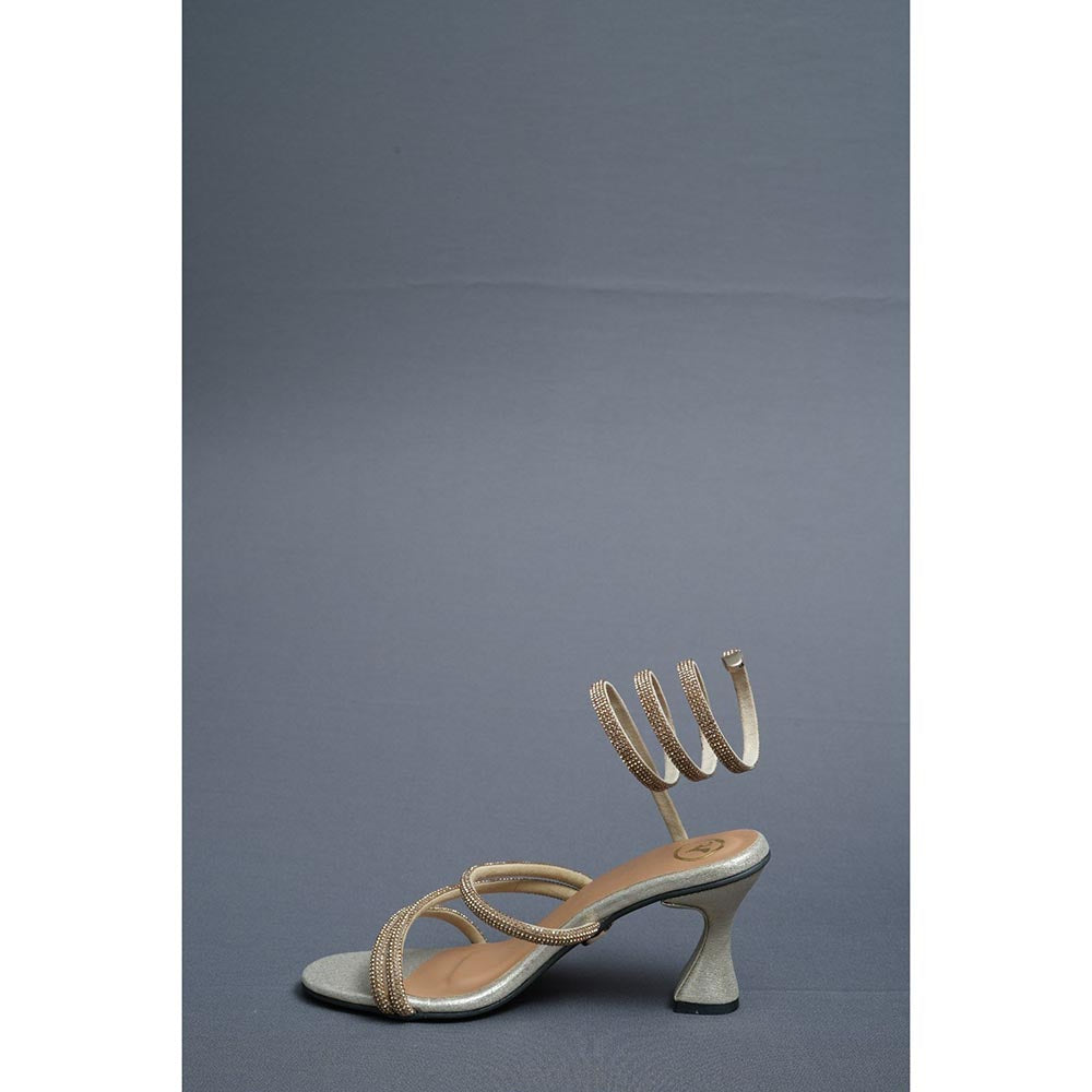 Sana K Luxurious Footwear Champagne Gold Spring Heel Sandals