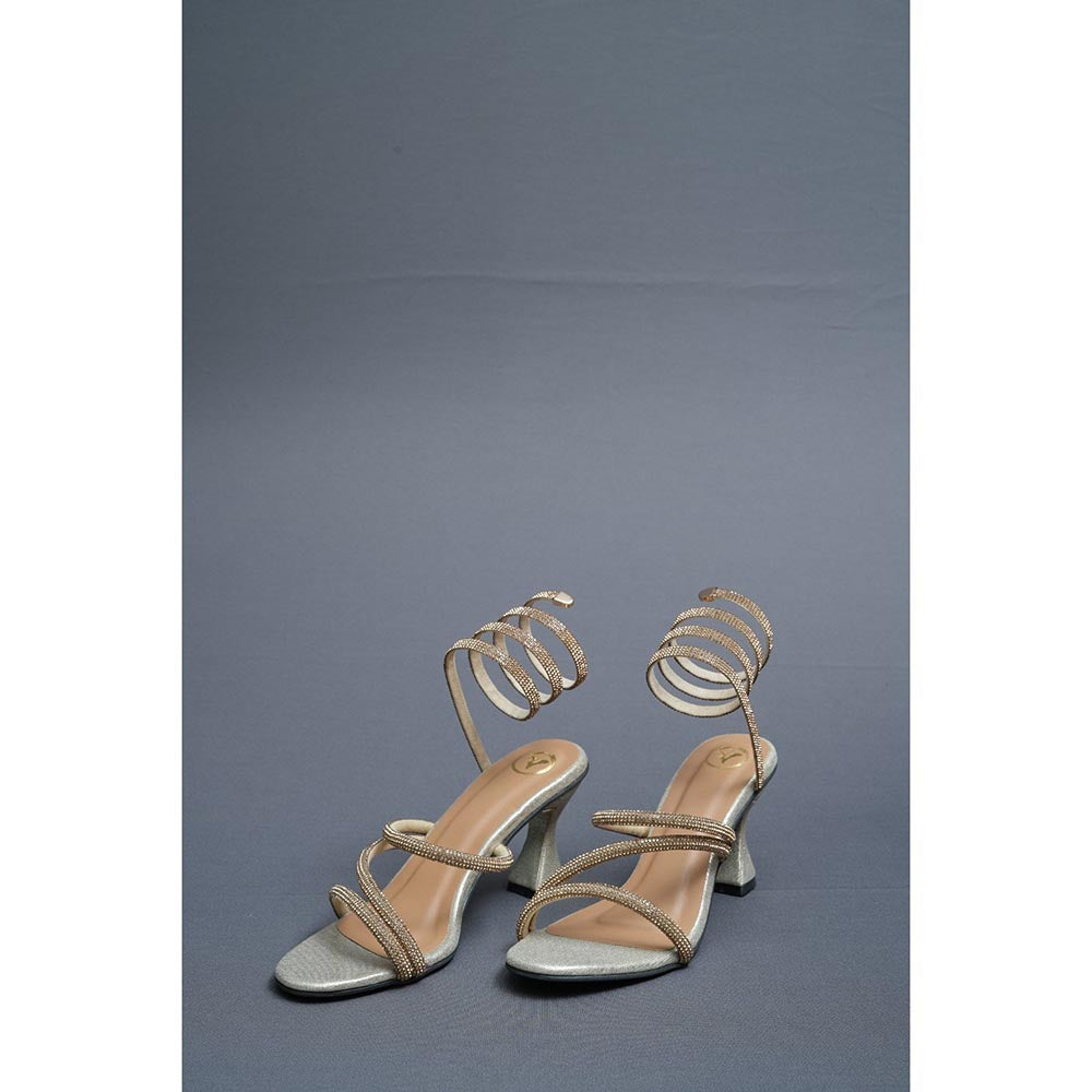 Sana K Luxurious Footwear Champagne Gold Spring Heel Sandals