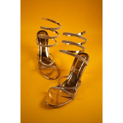 Sana K Luxurious Footwear Gold Spring Heel Sandals