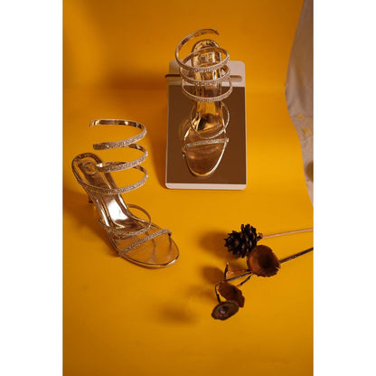 Sana K Luxurious Footwear Gold Spring Heel Sandals