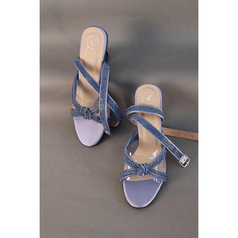Sana K Luxurious Footwear Knotty Blue With Straps Heel Sandals