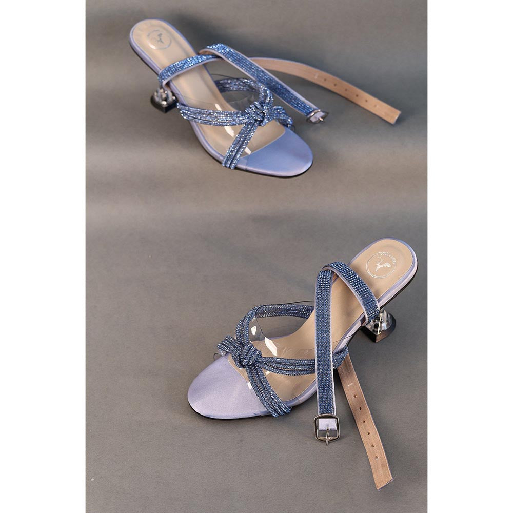 Sana K Luxurious Footwear Knotty Blue With Straps Heel Sandals