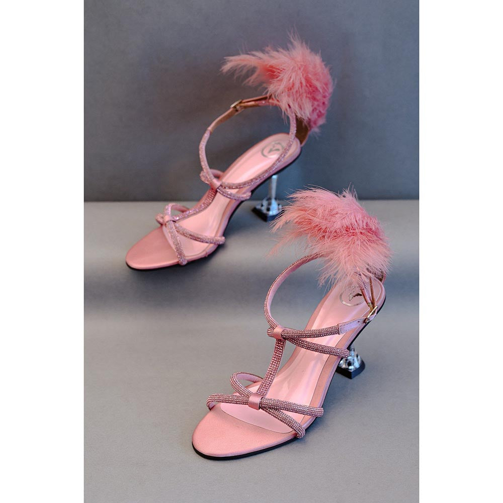 Sana K Luxurious Footwear Pink Candy Fur Open Toe Heel Sandals