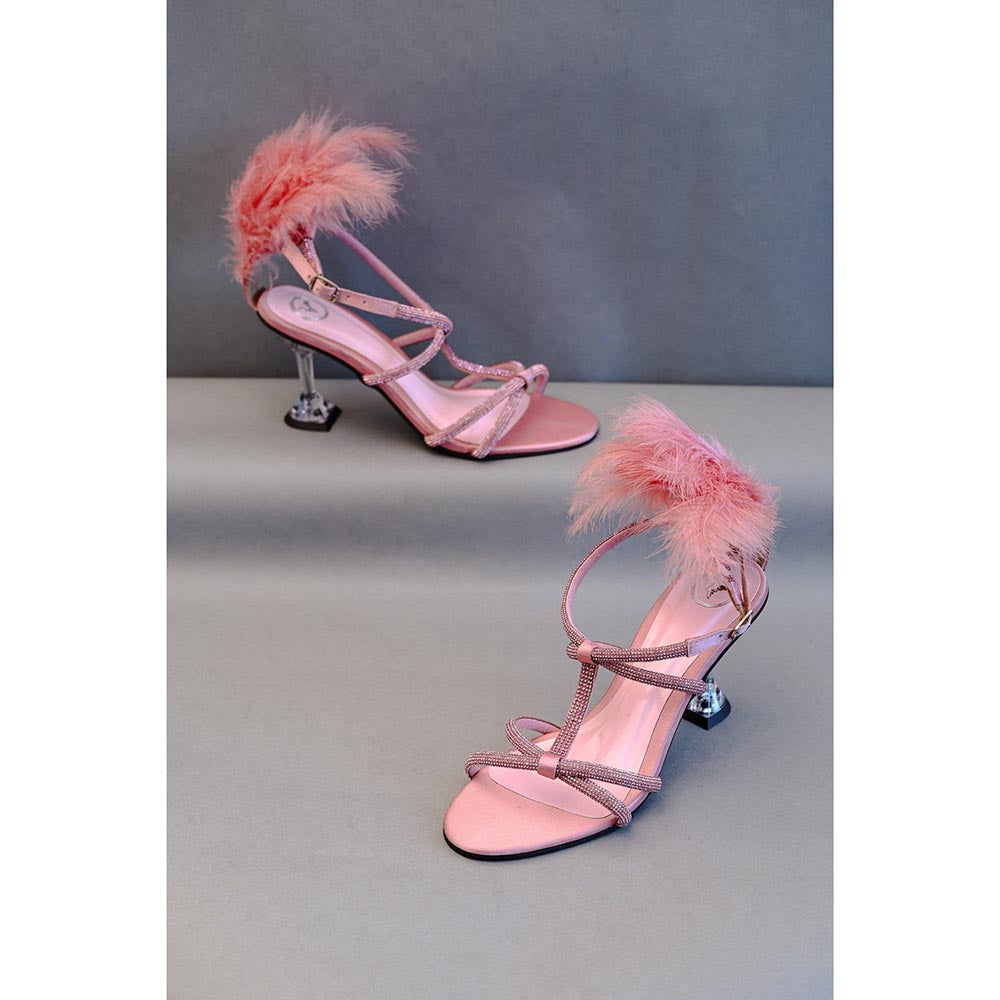 Sana K Luxurious Footwear Pink Candy Fur Open Toe Heel Sandals
