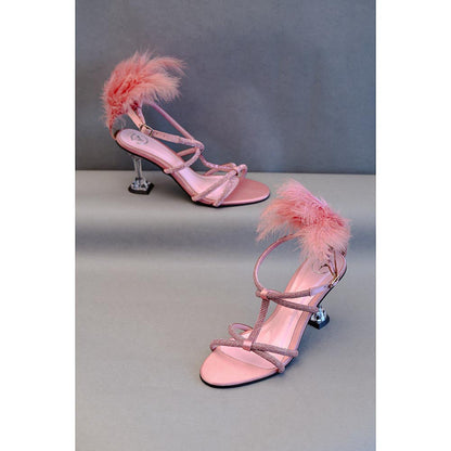 Sana K Luxurious Footwear Pink Candy Fur Open Toe Heel Sandals