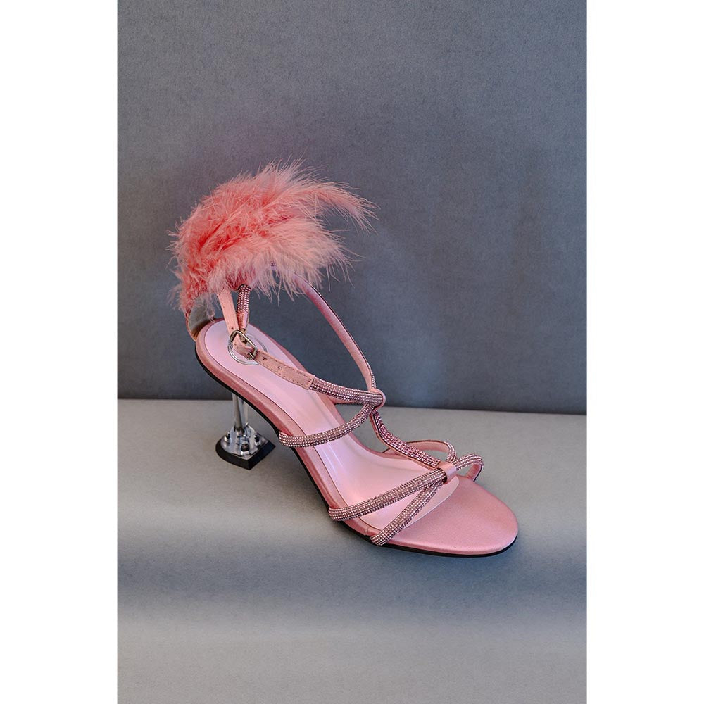 Sana K Luxurious Footwear Pink Candy Fur Open Toe Heel Sandals