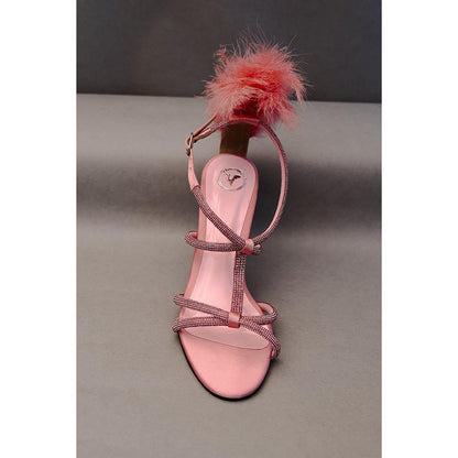 Sana K Luxurious Footwear Pink Candy Fur Open Toe Heel Sandals