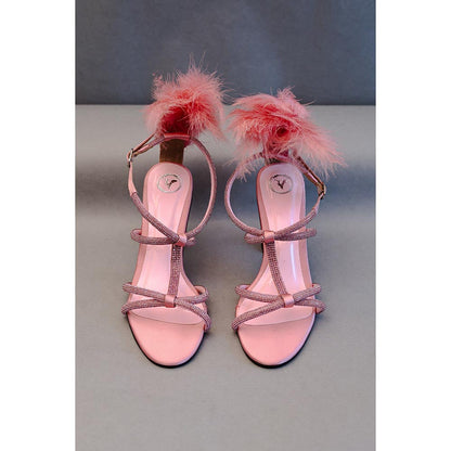Sana K Luxurious Footwear Pink Candy Fur Open Toe Heel Sandals