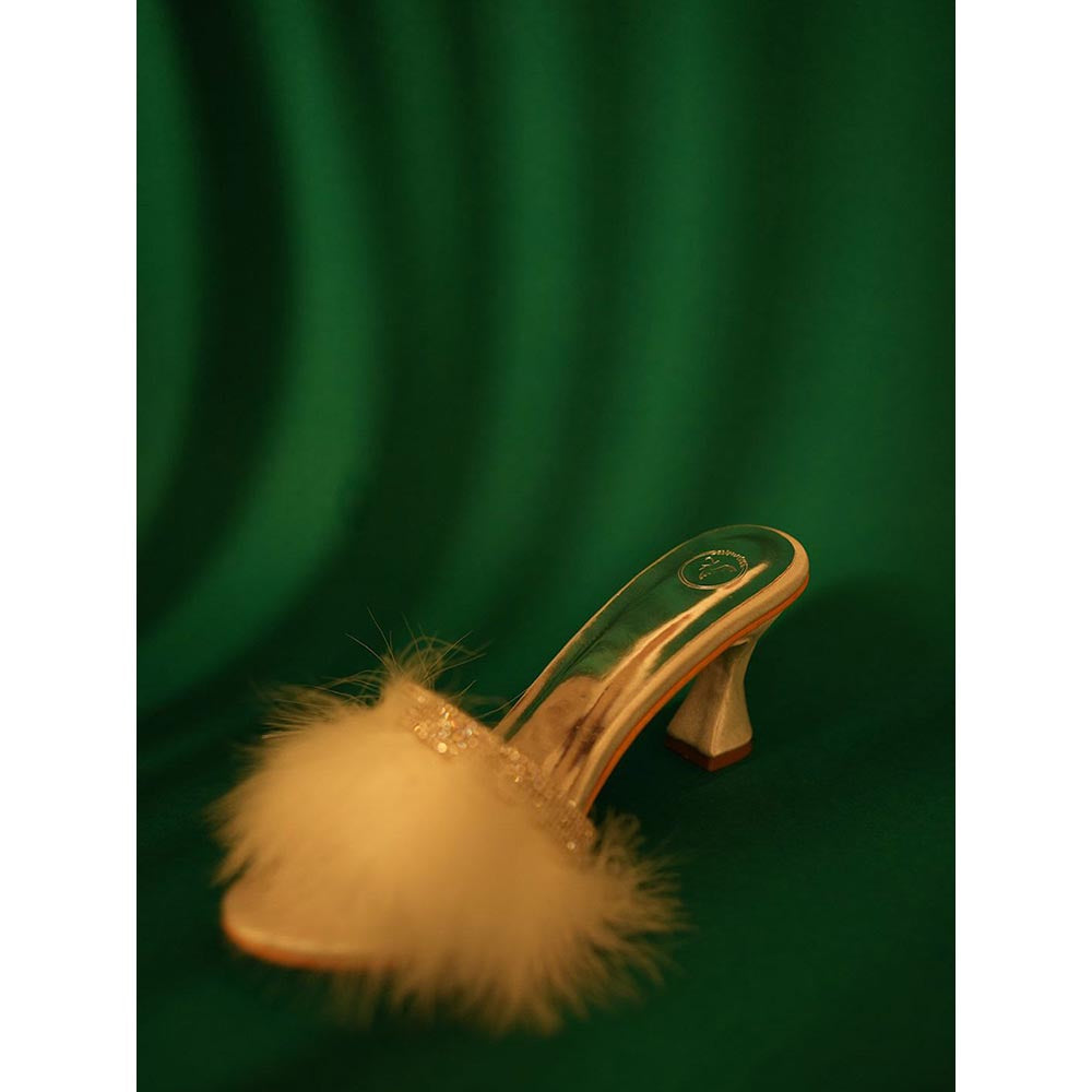 Sana K Luxurious Footwear White Candy Fur Open Toe Heel Sandals