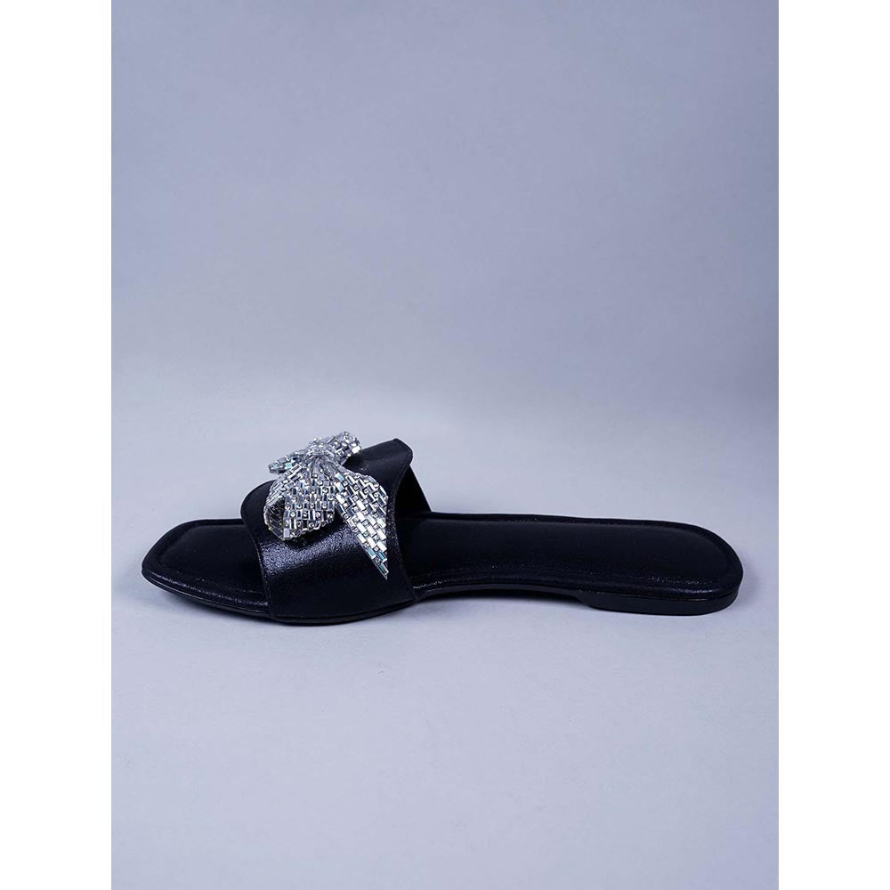 Sana K Luxurious Footwear Silver Sunshine Bow Flats