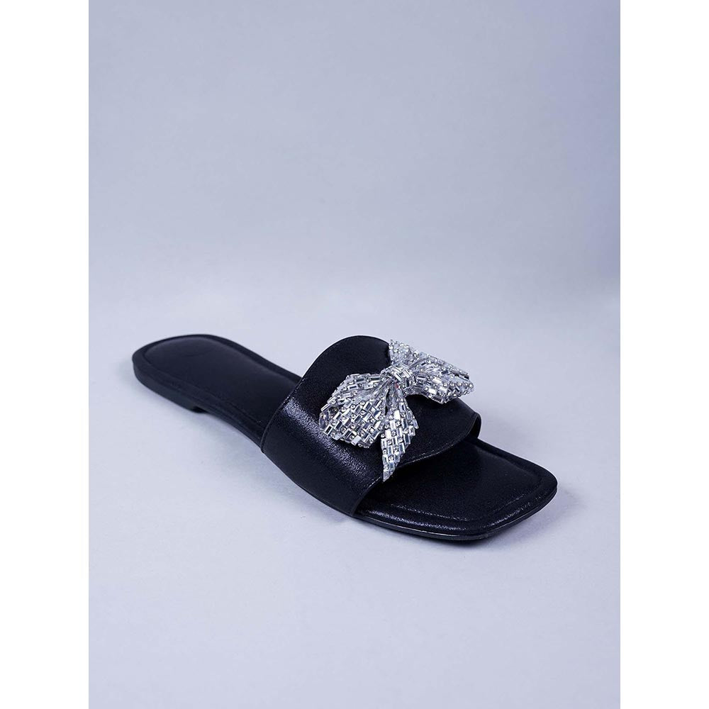 Sana K Luxurious Footwear Silver Sunshine Bow Flats