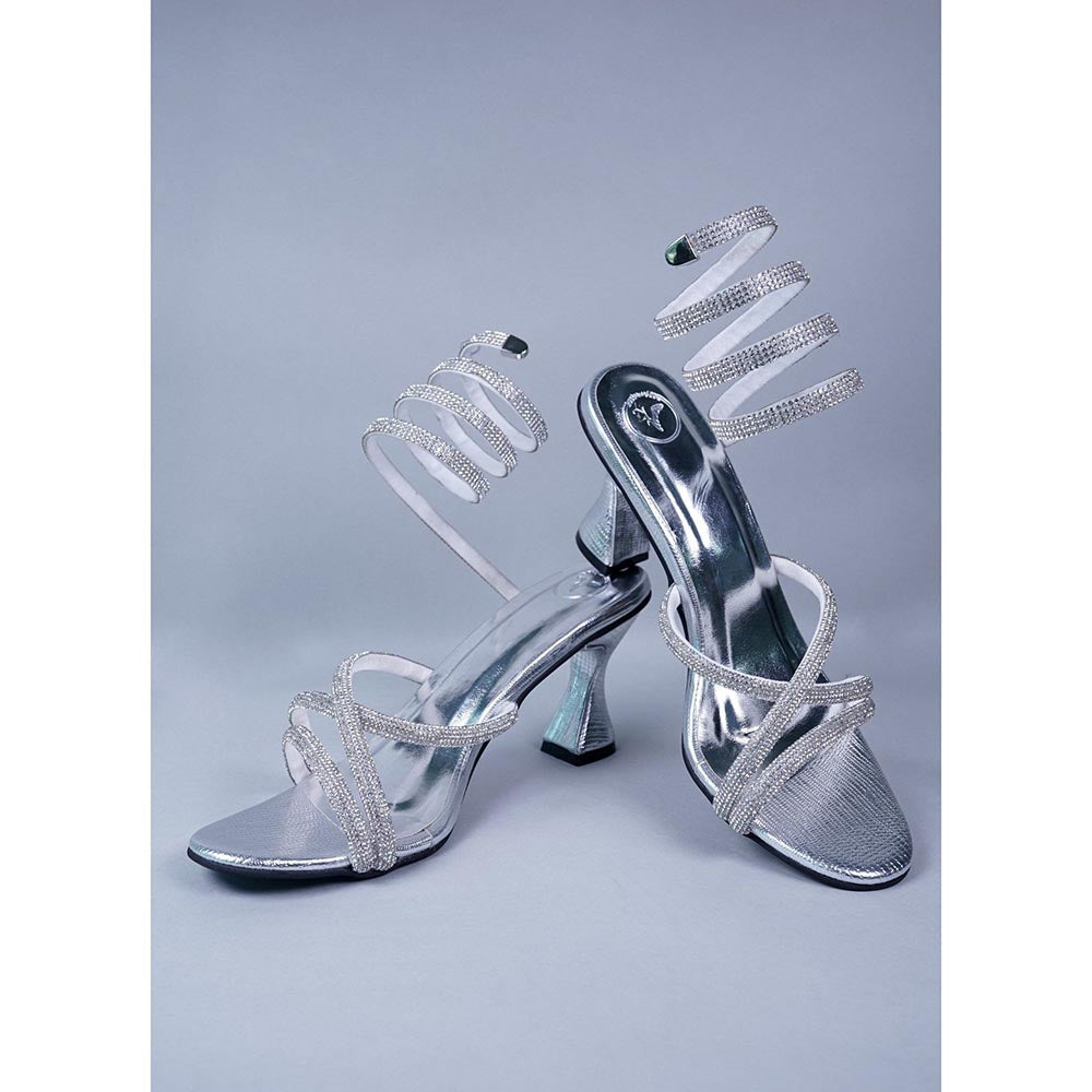 Sana K Luxurious Footwear Silver X Spring Heels