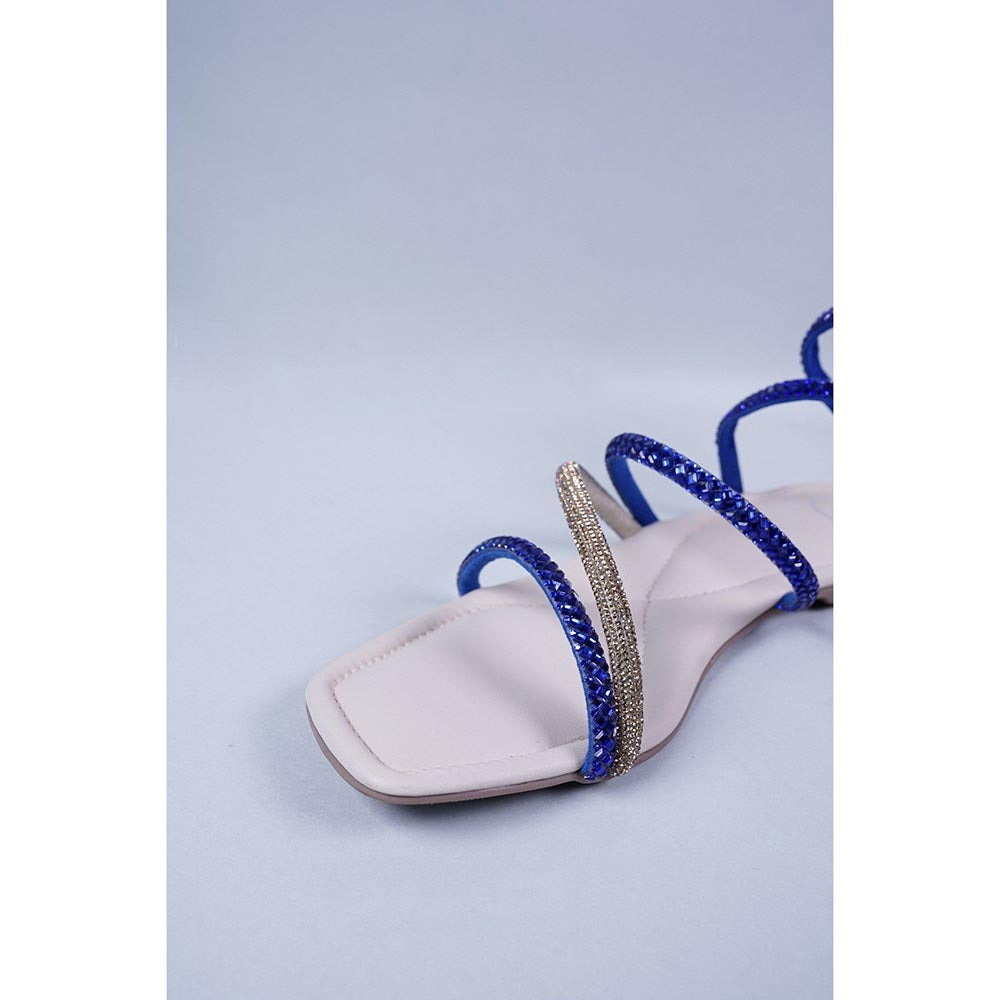 Sana K Luxurious Footwear Blue Spring Flats