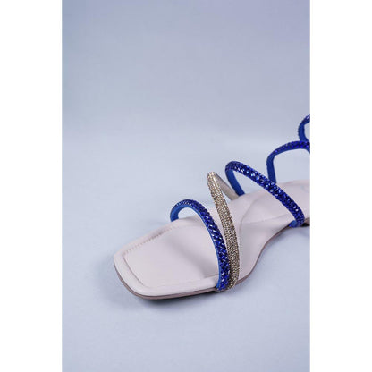 Sana K Luxurious Footwear Blue Spring Flats