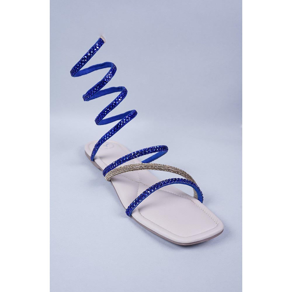 Sana K Luxurious Footwear Blue Spring Flats