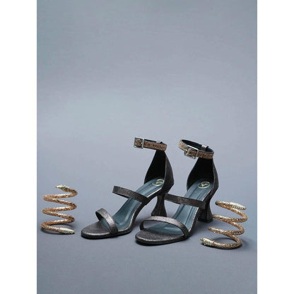 Sana K Luxurious Footwear Brown Mesh Bangle Heels with Detachable Spring (Set of 2)